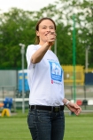 Podczas meczu Warsaw Eagles - Warsaw Spartans 1.06.2013 na stadionie Polonii gociem specjalnym bya Magdalena Rczka, ktra wykonaa rozpoczynajcy mecz rzut monet. N/z Magdalena Rczka